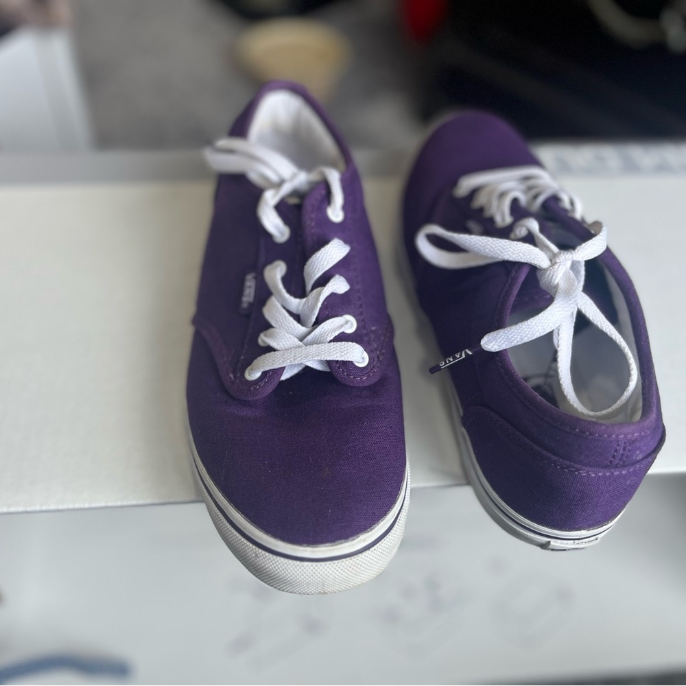Vans Purple Canvas Shoes with White Accents